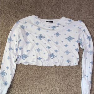 Snowflake Thermal Loose Crop Tee